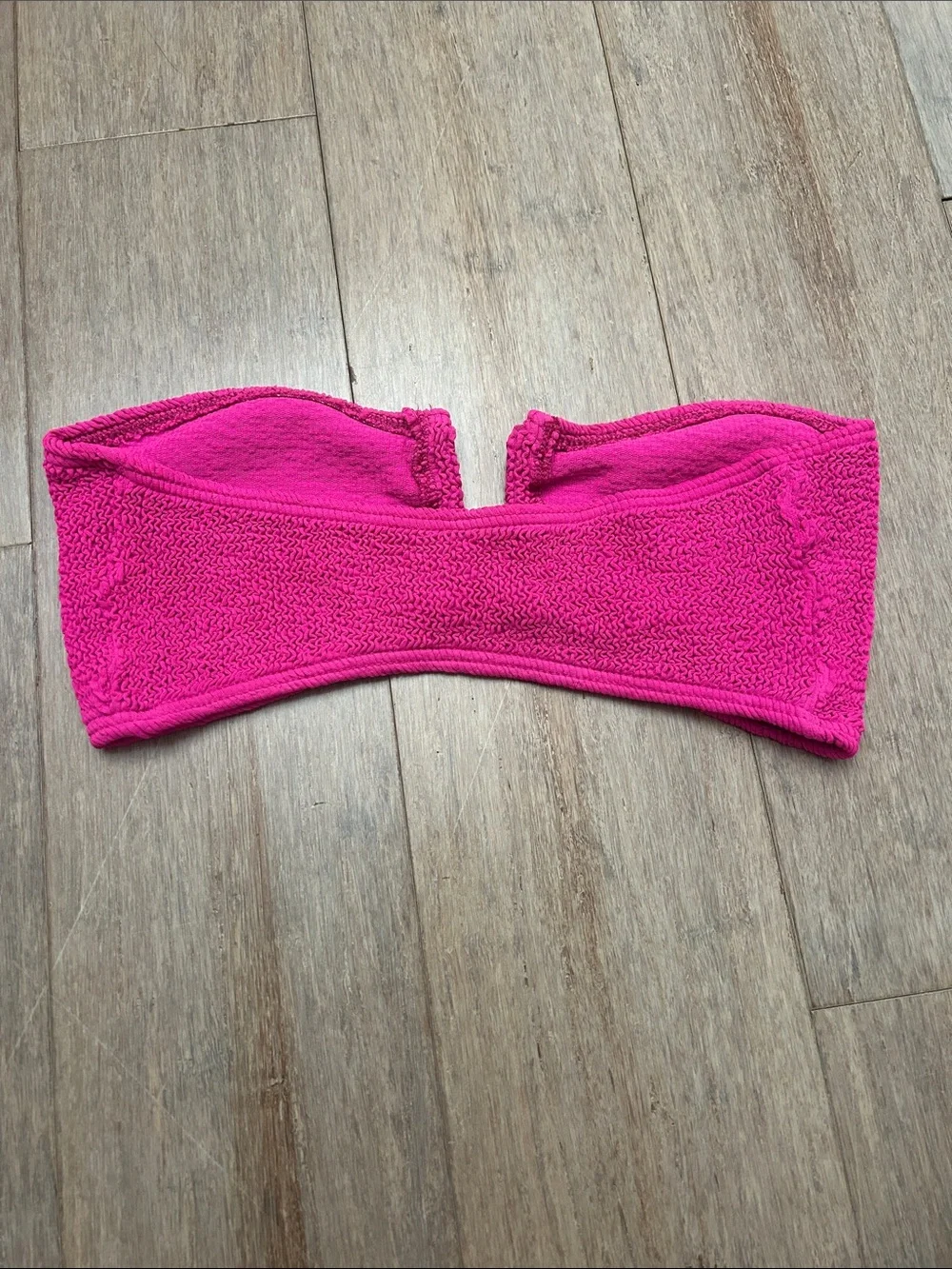 bond-eye Hot Pink Textured Bandeau Bikini Top